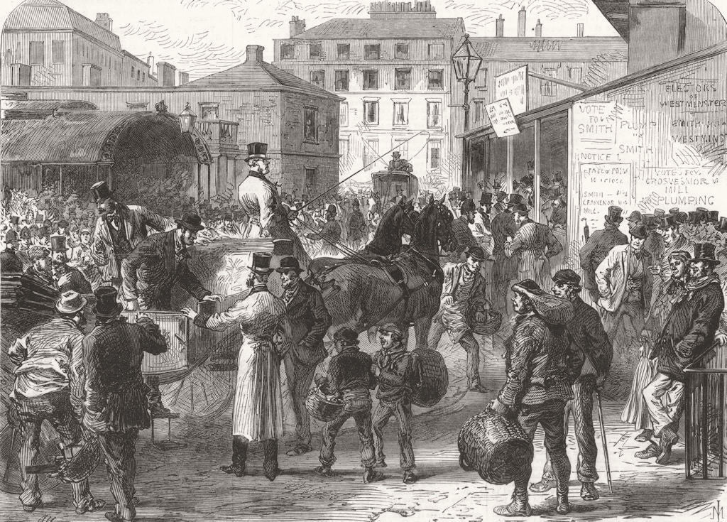 POLITICS. The general election. Voting 1868 old antique vintage print picture